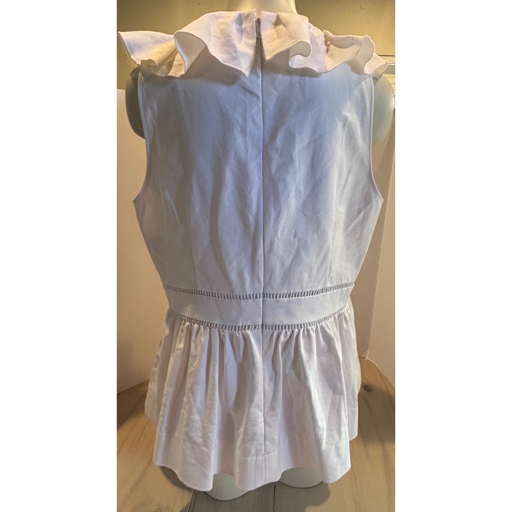 Kate Spade New York White Ruffle V-Neck Peplum Top Sleeveless Size 14 NJMU9053 - Picture 15 of 16